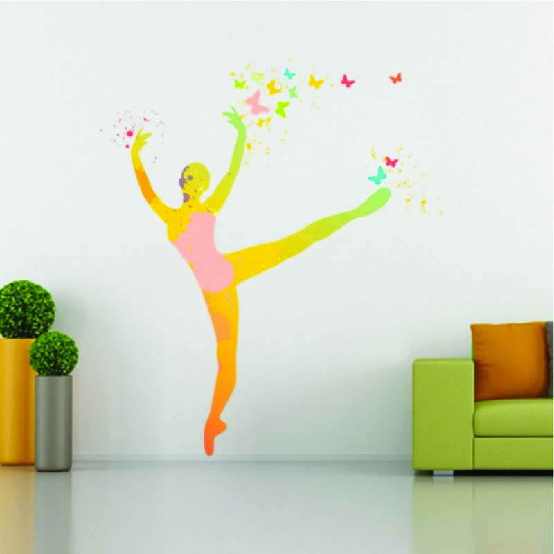 Μοντέρνο Αυτοκόλλητο τοίχου Πολύχρωμη χορεύτρια
